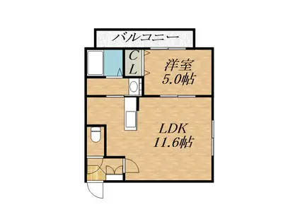 エクレール(1LDK/2階)の間取り写真