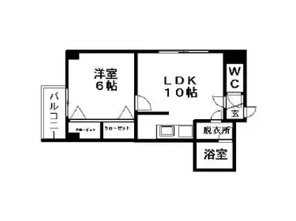 クラウン北10条(1LDK/5階)の間取り写真