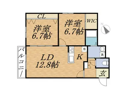 アスティル伏見(2LDK/4階)の間取り写真