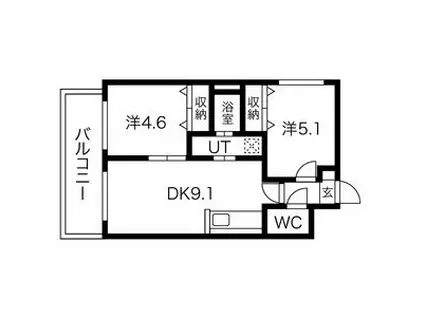 プロヴィデンス北円山(2LDK/2階)の間取り写真
