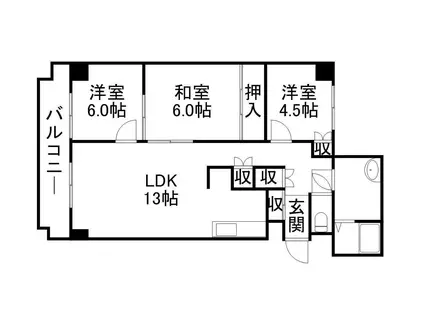 タカイレブンハイム(3LDK/3階)の間取り写真