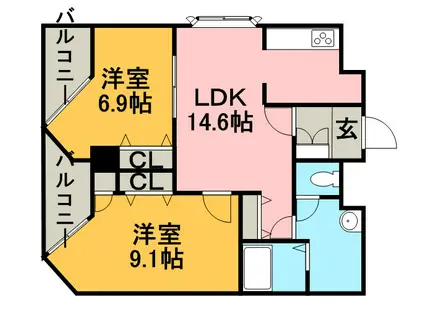 宮ヶ丘レジデンス神宮前(1LDK/6階)の間取り写真