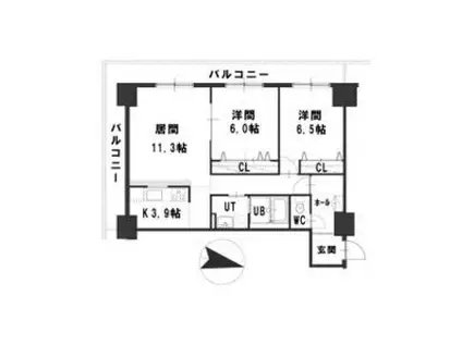 グレイスコート 桑園(2LDK/5階)の間取り写真