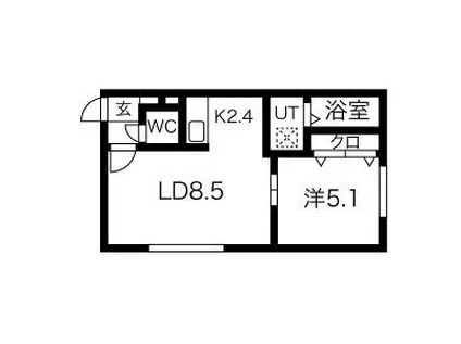 ラウレア前田(1LDK/1階)の間取り写真