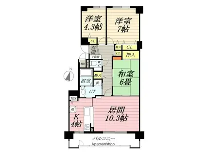 ラポール桑園駅前 A棟(3LDK/7階)の間取り写真