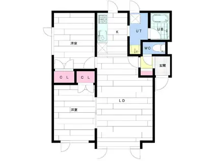SUNBRIGHT清田(2LDK/1階)の間取り写真