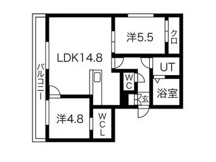PCHE山鼻D(2LDK/3階)の間取り写真