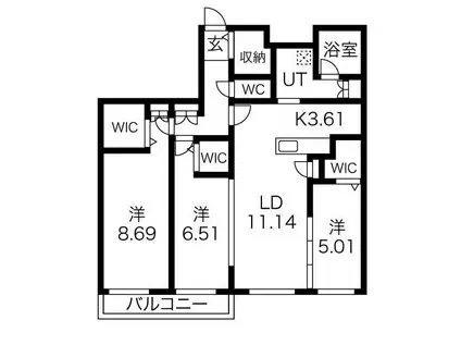 アルファスクエアS17(3LDK/4階)の間取り写真