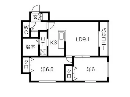 モンツァL714(2LDK/3階)の間取り写真