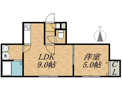 レイディアント南9条(1LDK/3階)の間取り写真