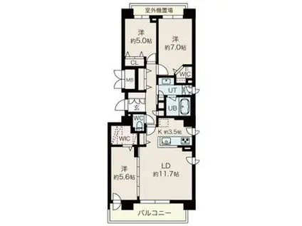 ル・コルヌイエ山鼻LE CORNOUILLER YAMAHAN(3LDK/3階)の間取り写真