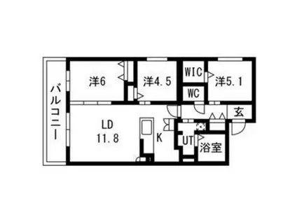 アルファスクエア南5条東(3LDK/3階)の間取り写真