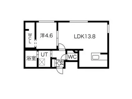 GEレジデンス琴似 GAー琴似2ー7MS A棟(1LDK/5階)の間取り写真