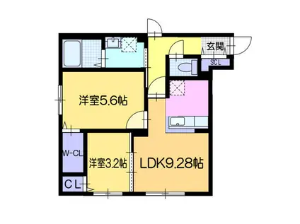 ドルチェ911(2DK/4階)の間取り写真