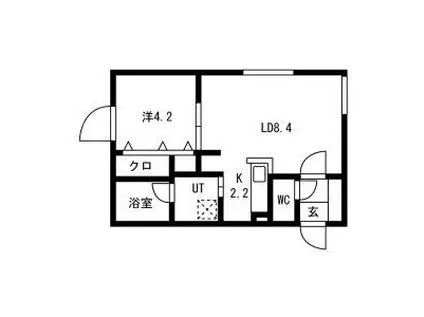 ハイヒルズ(1LDK/2階)の間取り写真