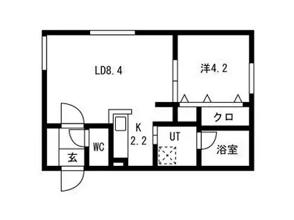 ハイヒルズ(1LDK/2階)の間取り写真