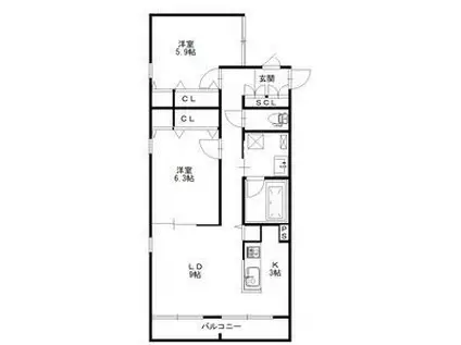 プルミエールメゾン南円山(2LDK/3階)の間取り写真