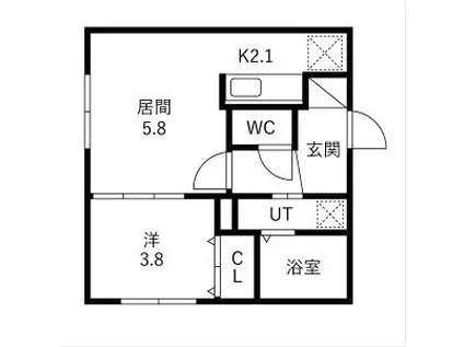 BLOSSOM福住(1LDK/1階)の間取り写真