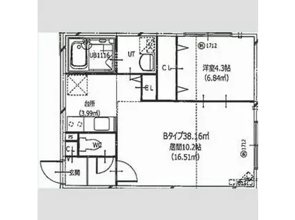 HERO YAMAHANA2(1LDK/4階)の間取り写真