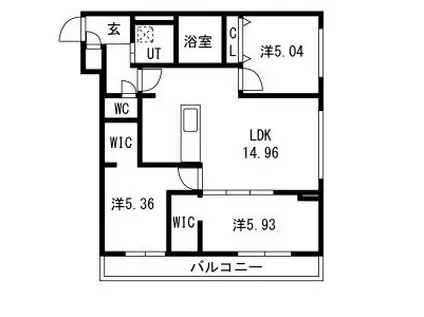 GA-福住1-1MS B棟(3LDK/3階)の間取り写真