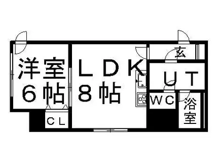 コートロティ大通(1DK/2階)の間取り写真