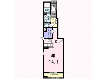 プリムラ(ワンルーム/1階)の間取り写真