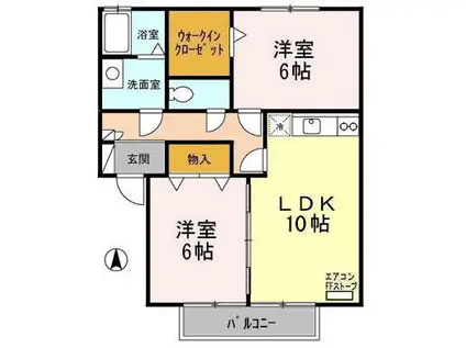 エルドラード ナナA(2LDK/2階)の間取り写真