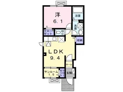 コクーン.吹上(1LDK/1階)の間取り写真