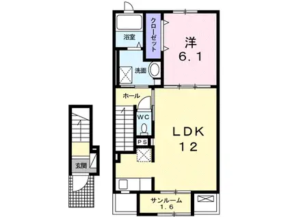 ヴィラ ハナブサ3番館(1LDK/2階)の間取り写真