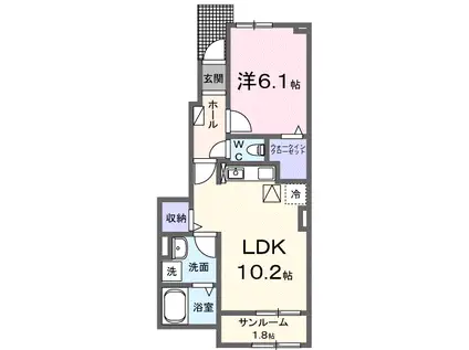 グランバレーB(1LDK/1階)の間取り写真