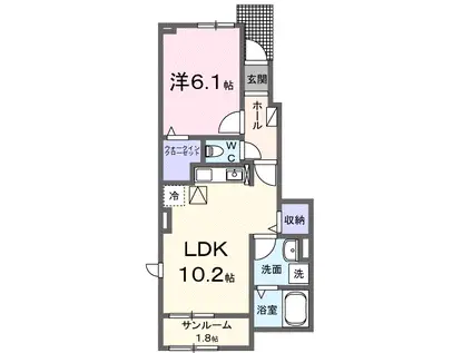 グランバレーB(1LDK/1階)の間取り写真