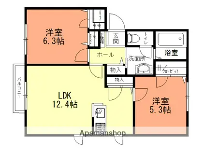 シャーメゾン ストリームB(2LDK/1階)の間取り写真