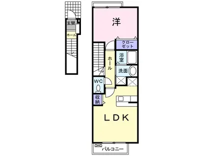 SAKURA B棟(1LDK/2階)の間取り写真