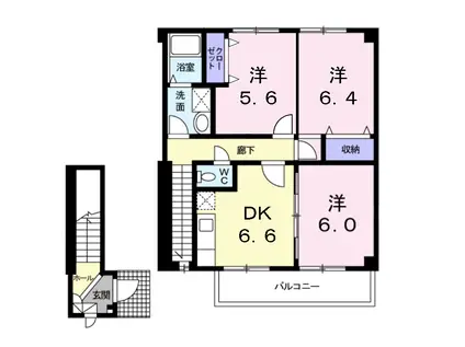 カンパーニャ(3DK/2階)の間取り写真