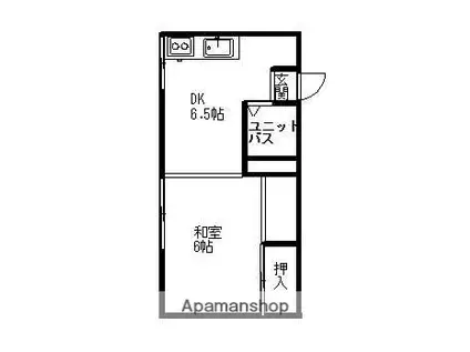 吉田ハウス(ワンルーム/2階)の間取り写真