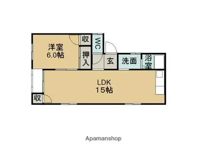宮崎アパート 2号棟(1LDK/2階)の間取り写真