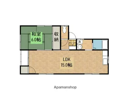 宮崎アパート 1号棟(1LDK/2階)の間取り写真