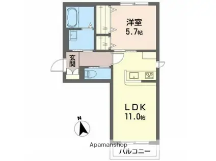 シャーメゾン・カルミアA(1LDK/2階)の間取り写真