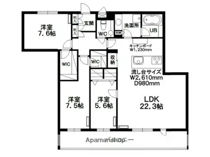 HILLS RESIDENTIAL S12(3LDK/1階)の間取り写真