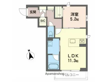 ベレオ ミカ(1LDK/2階)の間取り写真