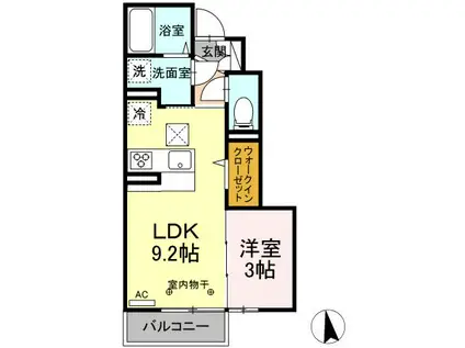 サンパティ盛南Ⅱ(1LDK/1階)の間取り写真