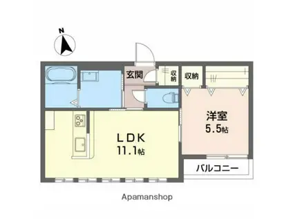 シャーメゾン・カルミアA(1LDK/2階)の間取り写真