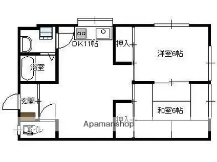 あさぬまアパート1号館(2DK/1階)の間取り写真