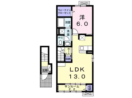 ラ ヴィ(1LDK/2階)の間取り写真