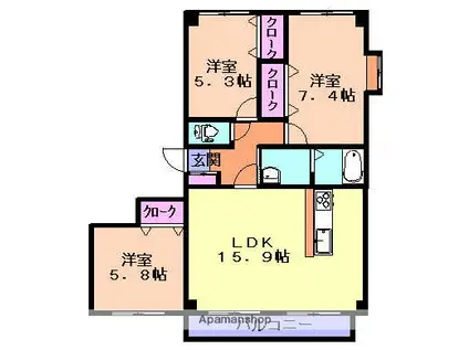 ピュア ソレイユ(3LDK/7階)の間取り写真