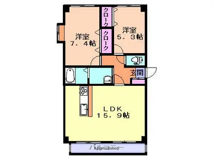 ピュア ソレイユ(2LDK/6階)の間取り写真