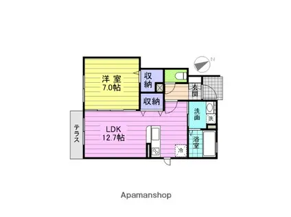 ラ・フォンテーヌⅢ(1LDK/1階)の間取り写真