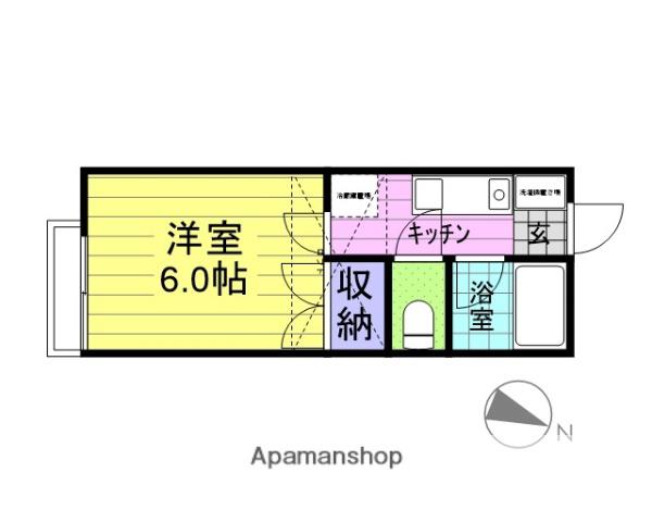 ソレイユ多賀城東A棟(1K/2階)の間取り写真