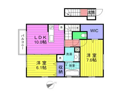 UNITY Α(2LDK/2階)の間取り写真