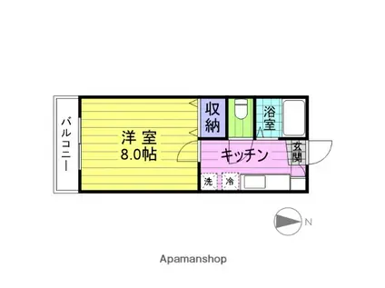 ソレイユ栄(1K/1階)の間取り写真